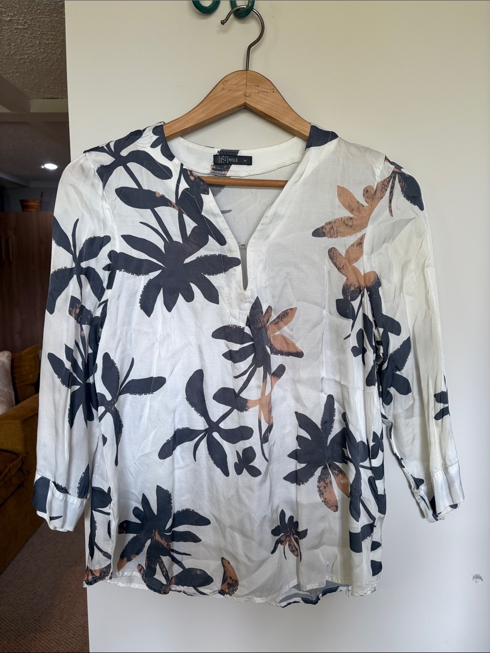 NILE Floral 100% Viscose Tunic Blouse Size M
